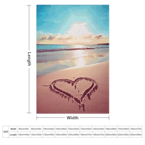 Couverture en flanelle douce Love Beach confortable et compacte 101x152 cm