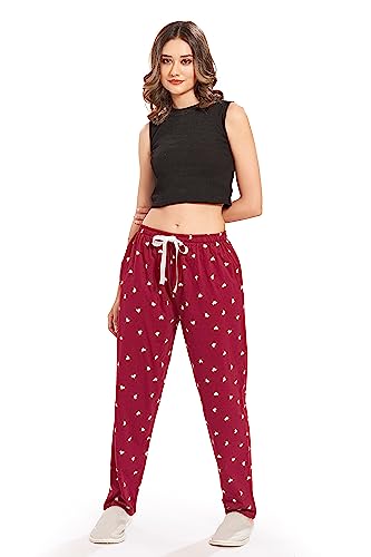 Image of WEET Women's Cotton Heart Printed Pyjama|Night Lounge Pants for Ladies