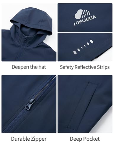 Image of Kids Rain Jacket Lightweight Waterproof Rain Coats Outerwear with Hood for Boys Girls Size 5-15