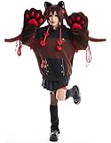 Cosplay.fm Women’s Anime Cosplay Costume Hoodie with Detachable Furry Cat Paw Gloves (brown, SM)