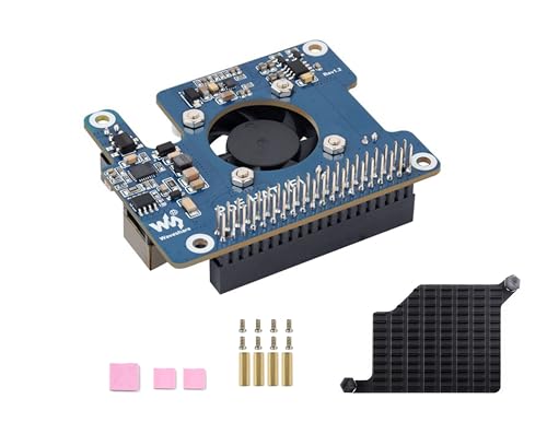Power Over Ethernet HAT PoE HAT ���^���q�[�g�V���N�t�� Raspberry Pi 5�p �I���{�[�h��p�t�@�� 802.3af/at �l�b�g���[�N�Ή� 12V 5V�̓d���o�͂ł�葽���̎��Ӌ@����ȒP�ɑΉ�