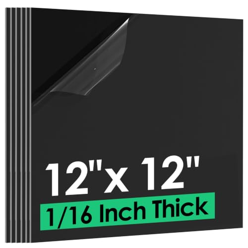 Image of CREGEAR ABS Plastic Sheet 12 inch x 12 inch x 1 /16 inch, 6 Pack | Black Rigid Thermoplastic Board for Signs, Crafts, DIY Projects, Dual-Surface - Textured & Smooth