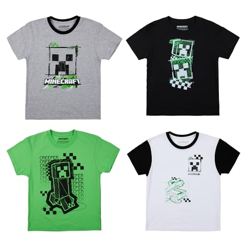 Minecraft Creepers Value 4-Pack of Youth Boys Short Sleeve Tees 10/12 (L)