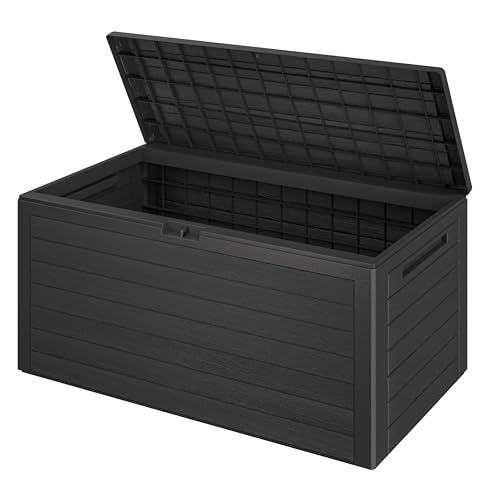 Casaria® Coffre de Rangement Anthracite 280 L Poignées latérales Malle de Rangement Intérieur Extérieur Jardin Terrasse Balcon