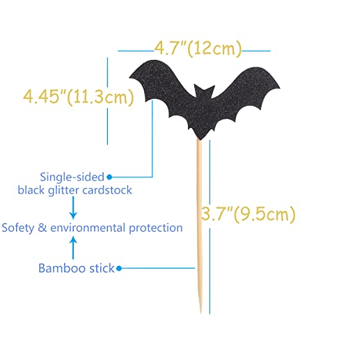48Pcs Halloween Bat Cupcake Topper - Black Glitter Bat Cupcake Decoration, Halloween Party Bat Cupcake Decorations, Haunted House Party Bat Decorations, Horror Theme Party Small Bat Cake Topper #TOP2