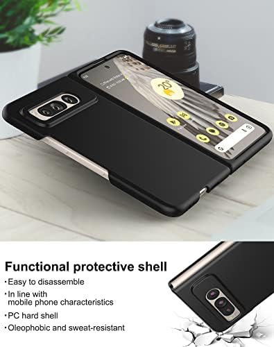 Foluu Case for Google Pixel Fold 2023, Ultra Thin Slim Fit Matte PC with Non-Slip Grip Full Protection Protective Cover for Google Pixel Fold 2023 (Black)