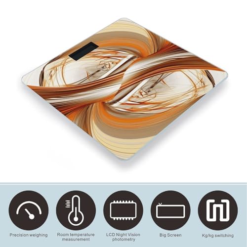 Báscula digital de baño con diseño naranja y blanco abstracto miniatura 3