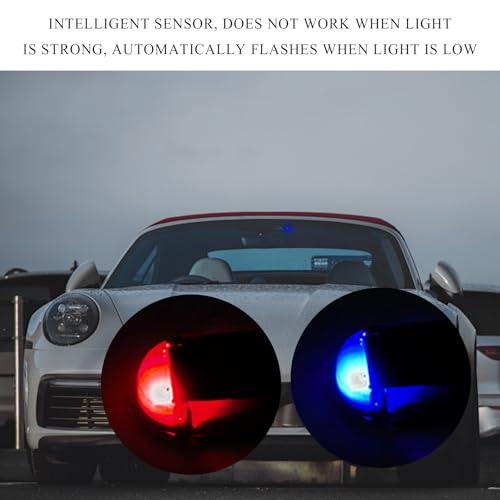 Image of Wevdn 2PCS Car Solar Power Simulated Dummy Alarm, Anti-Theft Solar LED Warning Light with USB Charger Port, Vehicle Simulated Flashing Security Fake Lamp Alarm Device, Car Accessories (Red+Blue)