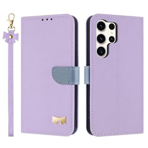 Étui à rabat Samsung Galaxy S22 Ultra violet en cuir idéal pour le bureau