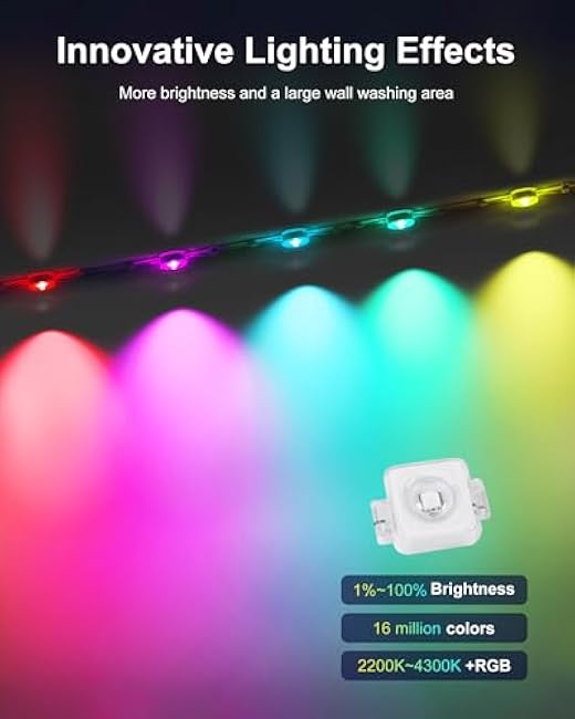 Nexillumi Permanent Outdoor Lights for House, 100ft Smart RGB Outside Lights with 72 Scene Modes, IP68 Waterproof Eaves Lighting for Christmas All Holiday Decorations