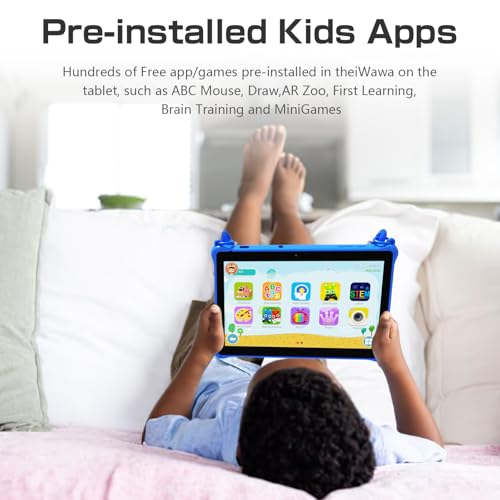 Image of PRITOM 10 inch Kids Tablets Android, 64GB, Tablet with Lanyard, Parental Control, HD IPS Display, WiFi, Dual Camera, Toddler Tablet for Kids, Blue