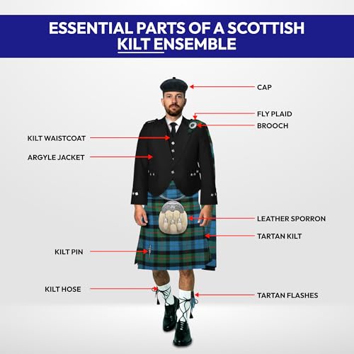 Image of 8 Yard Mens Kilt - Authentic Tartan Kilt for Men Highland Outfit for Weddings & Traditional Scottish Wear