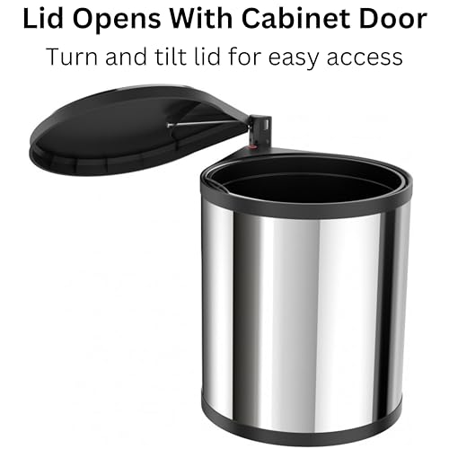 Britten & James Stainless Steel Cupboard Waste Bin with Lid for Kitchen 15 Litre - Image 7