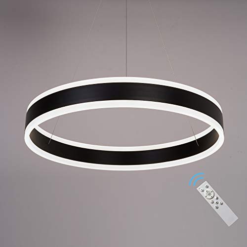 Chandeliers Lighting, Modern LED Pendant Light Fixture 1 Ring Chandelier with Remote Control Kitchen Ceiling Light Black Meenyo Chandeliers Lighting, Modern LED Pendant Light Fixture 1 Ring Chandelier with Remote Control Kitchen Ceiling Light Black Meenyo
