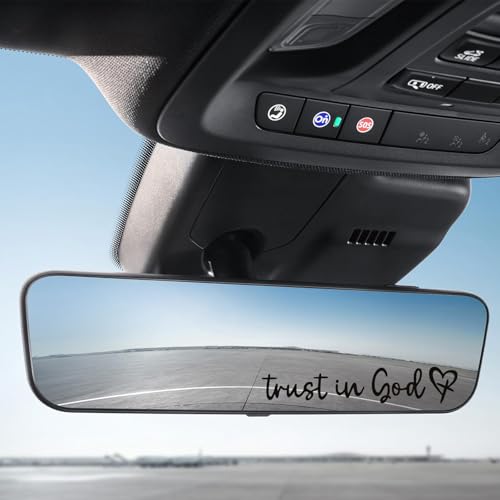 Image of 3 PCS Trust in God Rearview Mirror Sticker, Christian Car Mirror Sticker Decal Affirmation Reminder, Waterproof Bible Verse Rear View Vinyl Sticker for Vehicle Window Laptop (Black)