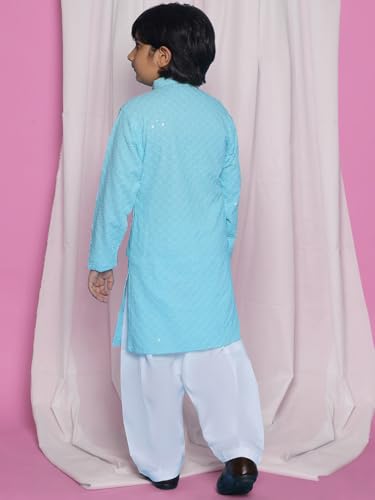 Image of AJ DEZINES Kids Kurta Pajama Set For Boys | Embroidery Chikankari Kurta Set | Traditional & Festive Outfit | Cotton Stylish Boys Kurta Pyjama | Perfect For Festivals Wedding & Family Function