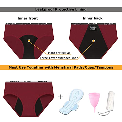 Nalwort Womens Period Underwear Menstrual Period Panties Postpartum Cotton Panties 5 Pack M #TOP3