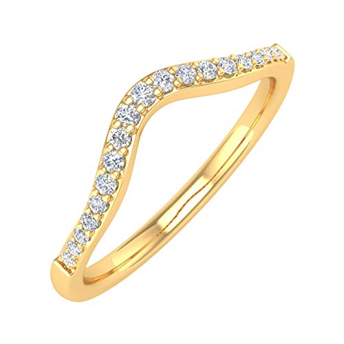 1/10 Carat (ctw) 14K Gold Ladies Diamond Wedding Stackable Band - Guard Ring (I1-I2 Clarity)
