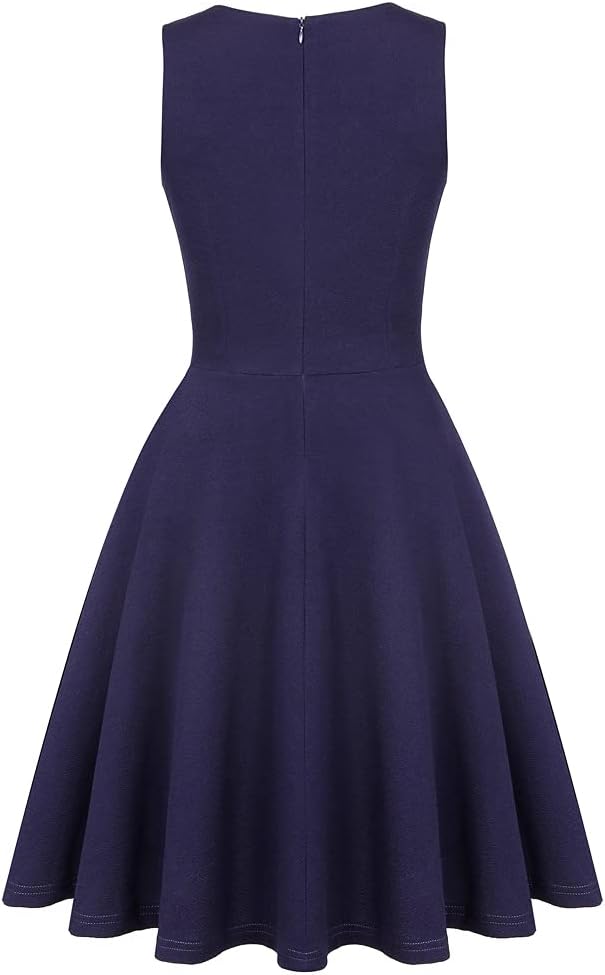 OWIN Women's Vintage Floral Lace Flared A-Line Swing Casual Party Cocktail Dresses Sleeveless - Image 2