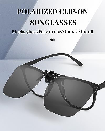 LUFF Polarized Clip-on Sunglasses for Men/Women,HD Anti-Glare Flip up Sunglasses Clips for Outdoor/Driving UV4002