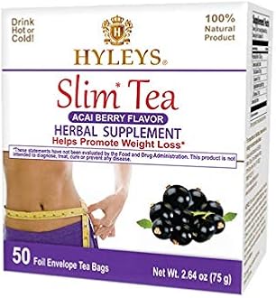 Hyleys Slim Tea Weight Loss Herbal Supplement with Acai Berry - Cleanse and Detox - 50 Tea Bags (1 Pack)