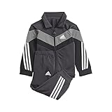 adidas Unisex Baby I FI Shiny TS Set, Top:Carbon/Grey Four/Black/White Bottom:Carbon S18/WHITE, 6-9M
