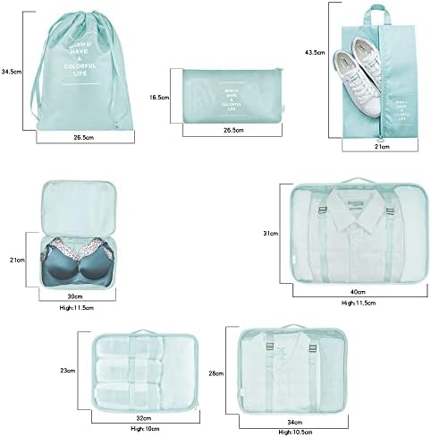 7 Pcs Packing Cubes for Suitcase Lightweight Luggage Packing Organizers for Travel Accessories,Waterproof Travel Essentials Bag