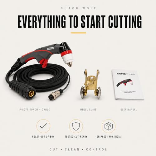 Image of Black Wolf P-80 Plasma Cutting Torch, 5M Cable, Compatible with CUT & LGK Series Plasma Cutters up to 120A, 35mm Max Cutting Thickness, CNC & Hand Plasma Cutter Torch