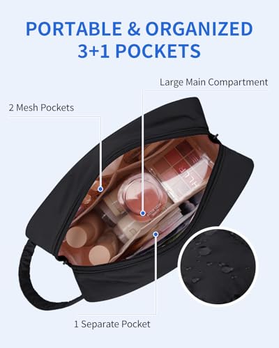 Image of Narwey Quilted Makeup Bag Puffy Make up Bag Cosmetic Bag Organizer, Puffer Travel Toiletry Bag for Traveling Women Girl, Travel Bag for Toiletries, Skincare Medicine Bags (Black)