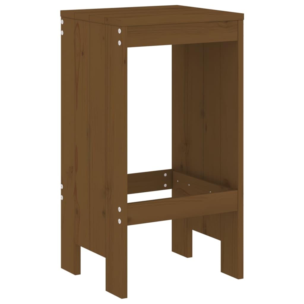 Juego de bar de jardín de madera maciza de pino, 82,5 cm, con 2 taburetes sin respaldo, diseño moderno, resistente, para balcón, terraza, jardín (3 piezas)