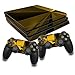 Produktbild Schutz Folie Sticker Set für Spiele Konsole und Controller Gehäuse Aufkleber Vinyl Skin gegen Kratzer Design Cover passgenau selbstklebend RX022 (PS4 Pro, Nr. 6 Polygon Gold)