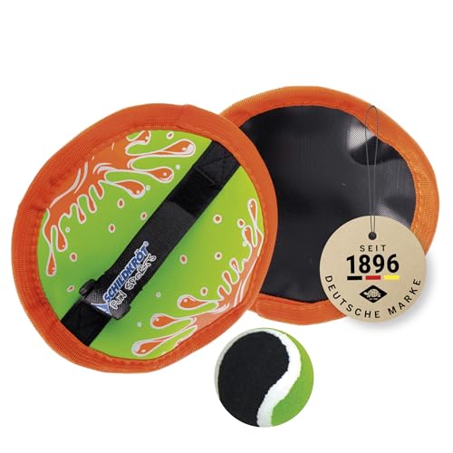 Schildkröt® Neopren Klettball Set, 2 Neopren Handfänger mit weitenverstellbarer Handschlaufe, 1 Ball (Ø6,25 cm), Alles in wiederverschließbarer Netztasche, 970222