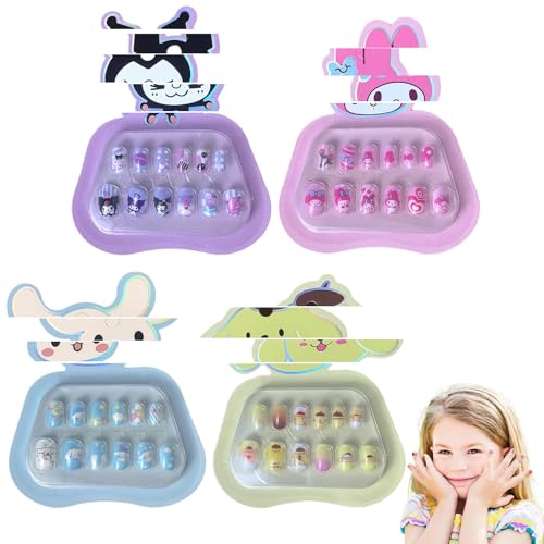 40 Pcs Nail Art Kit for G irls 6-12, Nail Art Kit, Art Nails for Kids With Cute Cartoon Design Simple And Easy To Use,Suitable for Party Events And Gift Giving Diy Nail Design