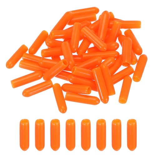 Image of MECCANIXITY 50pcs 3mm(1 /8 inch) Rubber End Caps Cover PVC Vinyl Screw Thread Protector Round Wire Shelf Caps for Screw Bolt Pipe Fence Post, Orange