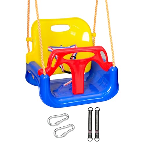 REDCAMP 3-in-1 Ajustable Toddler Swing Seat，High-Back Baby Swing Chair with Safety Strap,Ideal for Garden Indoor Outdoor Playground,6 months - teens,Blue