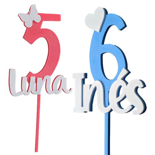 Adorno para tarta Personalizado con Nombre y Número | 20 cm |