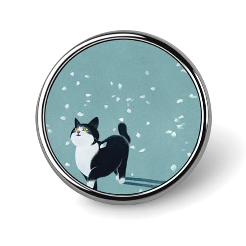 ピンバッジ 萌え 猫柄 花落ちる ブローチ ラペルピン 円型 フォーマル 胸飾り アクセサリー 卒業式 結婚式 卒園式 入学式 誕生日 記念日 簡単取付 人気 おしゃれ かわいい プレゼント 贈り物 ギフト