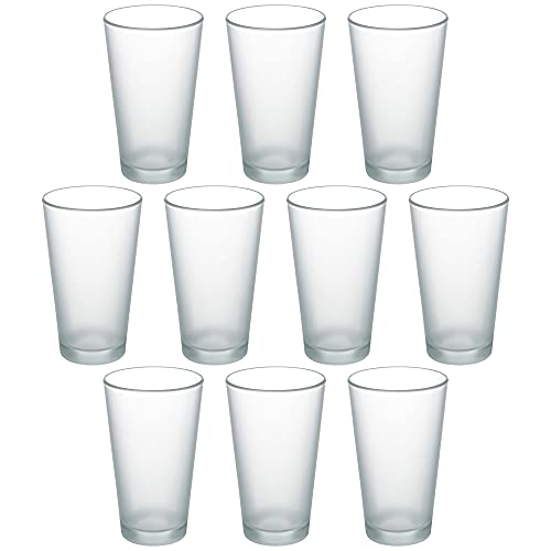 DISCOUNT PROMOS 10 Frosted Pint Glasses Set, 16 oz. - Barware, Mixing Glass, Durable - Frosted