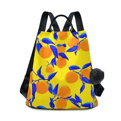 Sac à dos antivol Oranges Deep Blue Leaves contre le vol en ville
