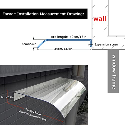 Auvent extérieur étanche moderne en polycarbonate pour façade - 5