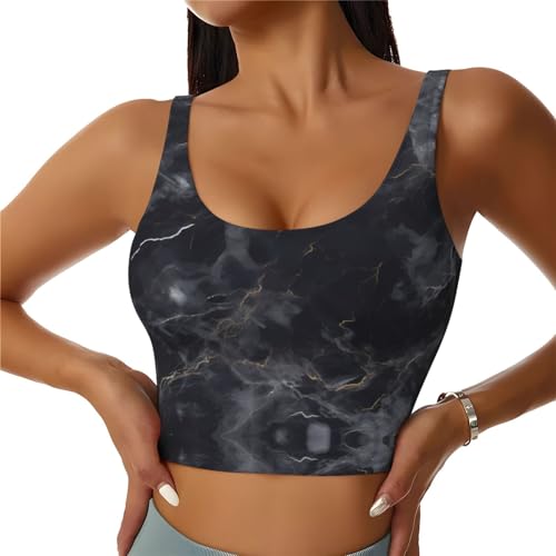Débardeur de sport marbre noir HYTTER pour le fitness et le yoga