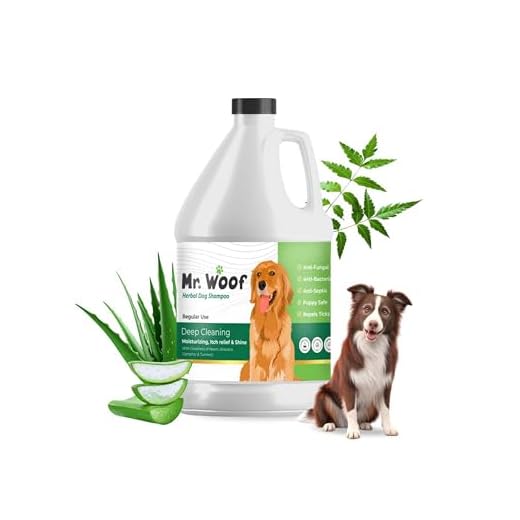 Mr. Woof Herbal Pet Shampoo 5000ml | Puppy Safe Shampoo | Anti-Fungal, Anti Ticks and Fleas, Antibacterial, Antiseptic & pH Balanced Dog Shampoo | Regular use Coat Cleansing Shampoo for Pets - 5 Litre