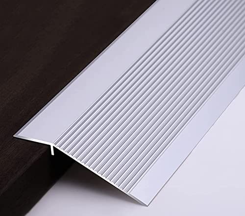 Tiras de transición de aluminio de 100 mm de ancho para puertas de madera a azulejos, borde de alfombra desigual, tira de umbral de 150 cm, perfecta para suelos de madera dura (color: A)