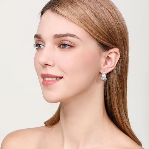 Frwiskp 14k White Gold Hoop Earrings for Women Lightweight Huggie Earrings for Women 20mm 30mm 40mm Trendy Cubic Zirconia Drop Earrings with 925 Sterling Silver Post Hypoallergenic, 14k Genuine White - Image 2