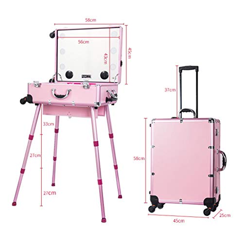GroßE KapazitäT Professionelle Licht Make-Up Kosmetikkoffer Trolley Make-Up Kit Halterung Led-Licht GroßEn Spiegel… – Bild 4