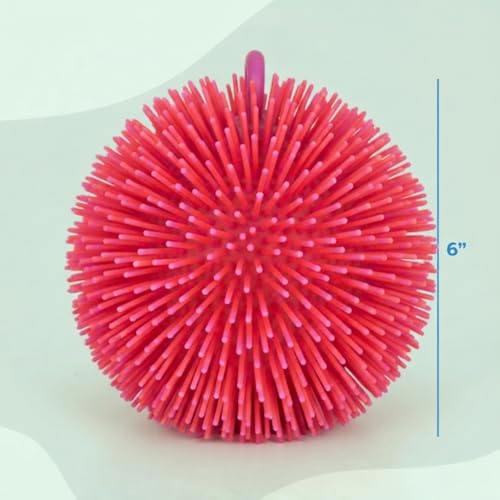 ArtCreativity Tie Dye Puffer Ball with Hanging Loop, Spiky Stress Relief Balls, 7 Inch Squeeze Fidget Toys for Kids, Calming Sensory Balls for Autistic Children, Party Favor - Image 7