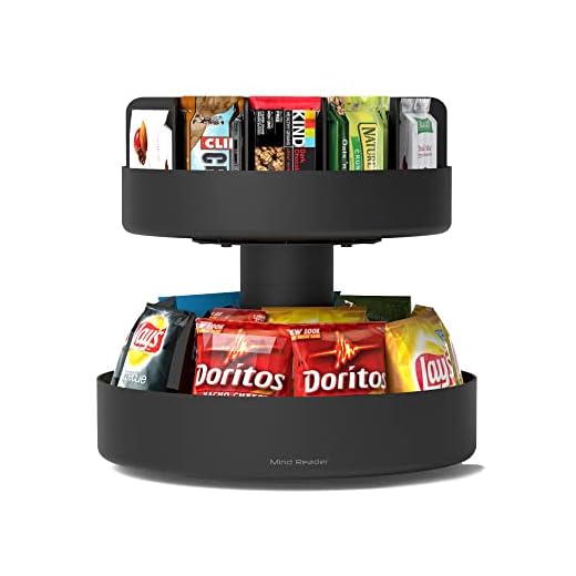 Mind Reader SNACKCAR Supreme Snack organizer, 14 x 14.5 Round, Black