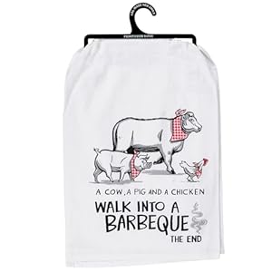 Primitives by Kathy A Barbeque Kitchen Towel, Black and White Primitives by Kathy A Barbeque Kitchen Towel Black and White