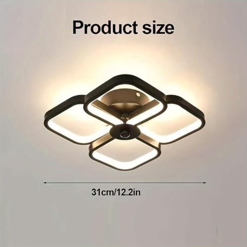 Image of Modern Dimmable LED Ceiling Light | Flush Mount Black Fixture with 3 Color Modes | Adjustable Brightness for Bedroom, Living Room & Dining Room (Ceiling Light (808))
