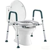Raised Toilet Seat with Handles, FSA HSA Eligible Toilet Seat Riser for Seniors with Adjustable Height & Width, 400lb Padded Elevated Toilet Seat for Elderly, Handicap and Disabled, Fit Any Toilet